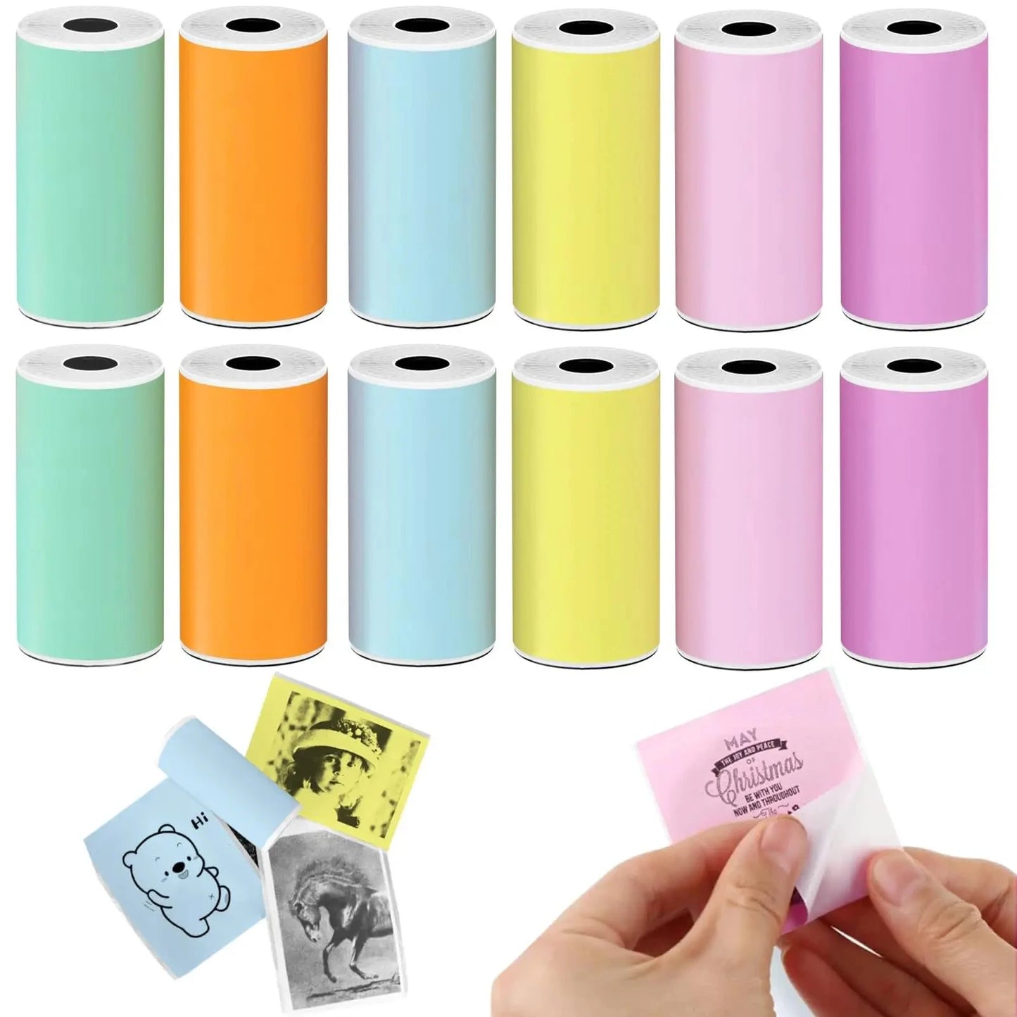 Colorful Thermal Printer Paper - 12 Rolls